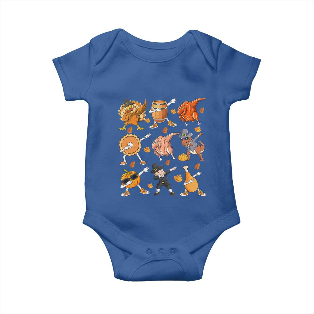 Funny Thanksgiving Baby Onesie Dabbing Turkey T Rex Pilgrim Pumpkin Pie TS09 Royal Blue Print Your Wear