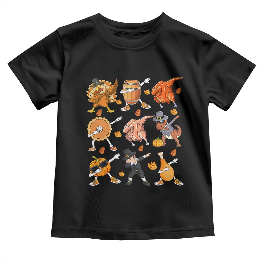 Funny Thanksgiving Baby Shirt Dabbing Turkey T Rex Pilgrim Pumpkin Pie TS09 Black Print Your Wear