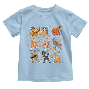 Funny Thanksgiving Baby Shirt Dabbing Turkey T Rex Pilgrim Pumpkin Pie TS09 Light Blue Print Your Wear