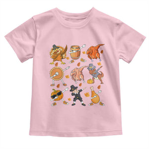 Funny Thanksgiving Baby Shirt Dabbing Turkey T Rex Pilgrim Pumpkin Pie TS09 Light Pink Print Your Wear