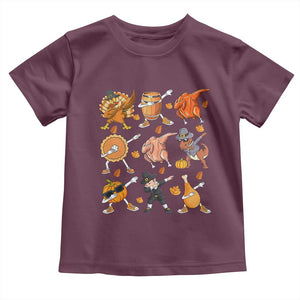Funny Thanksgiving Baby Shirt Dabbing Turkey T Rex Pilgrim Pumpkin Pie TS09 Maroon Print Your Wear