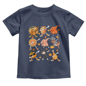 Funny Thanksgiving Baby Shirt Dabbing Turkey T Rex Pilgrim Pumpkin Pie TS09 Navy Print Your Wear