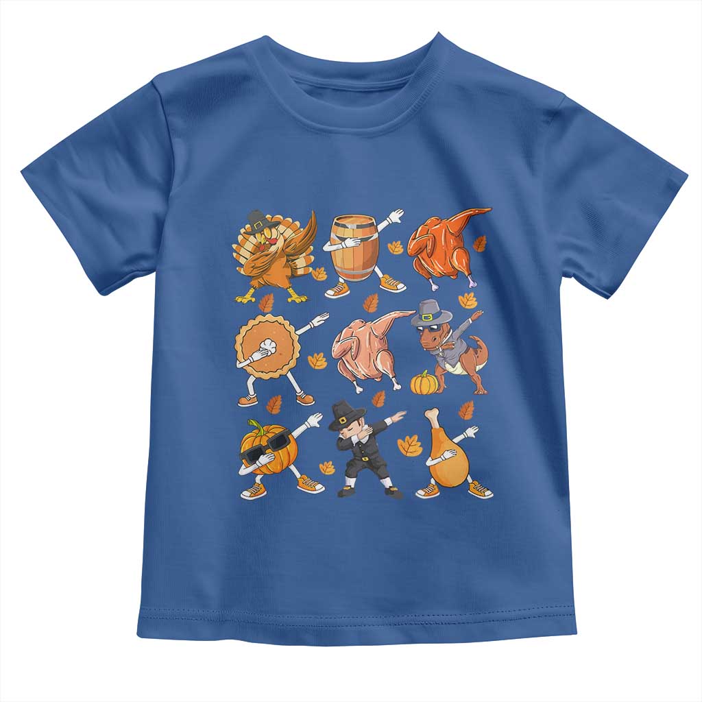 Funny Thanksgiving Baby Shirt Dabbing Turkey T Rex Pilgrim Pumpkin Pie TS09 Royal Blue Print Your Wear