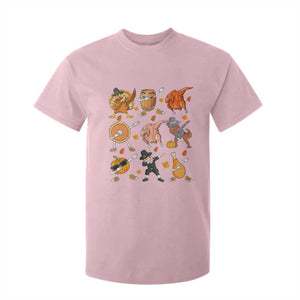 Funny Thanksgiving T Shirt For Kid Dabbing Turkey T Rex Pilgrim Pumpkin Pie TS09 Light Pink Print Your Wear