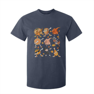 Funny Thanksgiving T Shirt For Kid Dabbing Turkey T Rex Pilgrim Pumpkin Pie TS09 Navy Print Your Wear