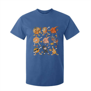 Funny Thanksgiving T Shirt For Kid Dabbing Turkey T Rex Pilgrim Pumpkin Pie TS09 Royal Blue Print Your Wear