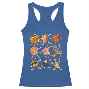 Funny Thanksgiving Racerback Tank Top Dabbing Turkey T Rex Pilgrim Pumpkin Pie TS09 Royal Blue Print Your Wear