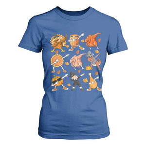 Funny Thanksgiving T Shirt For Women Dabbing Turkey T Rex Pilgrim Pumpkin Pie TS09 Royal Blue Print Your Wear