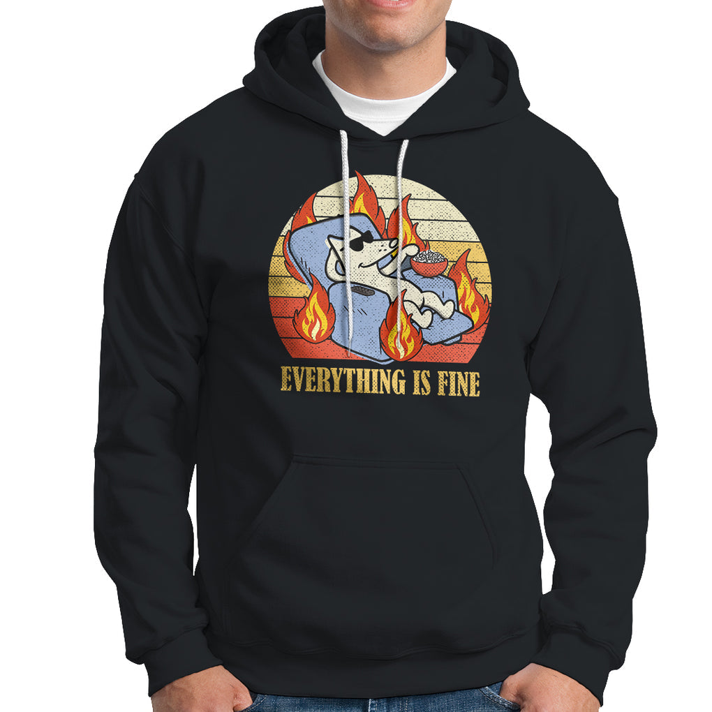 Everything Is Fine Dog Eating Popcorn Funny Burning Meme Hoodie TS09 Black Printyourwear
