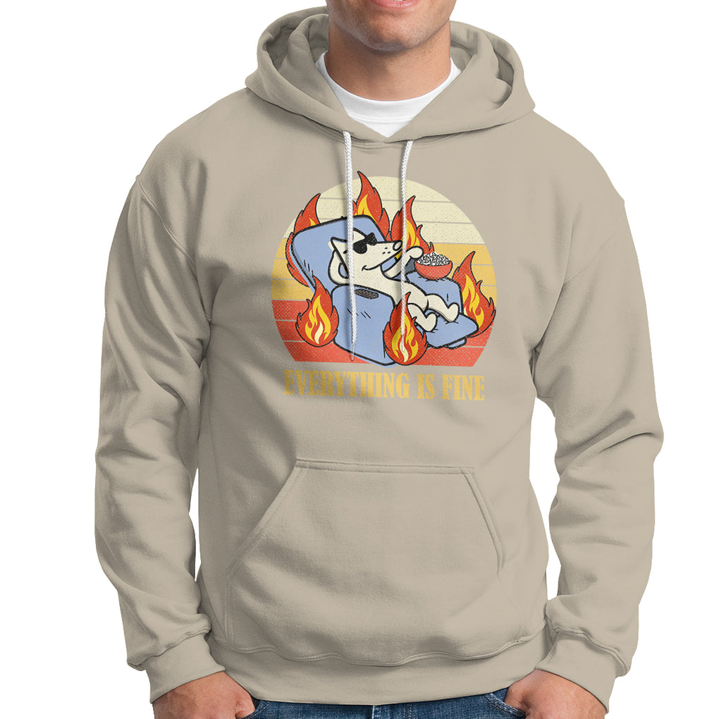 Everything Is Fine Dog Eating Popcorn Funny Burning Meme Hoodie TS09 Sand Printyourwear