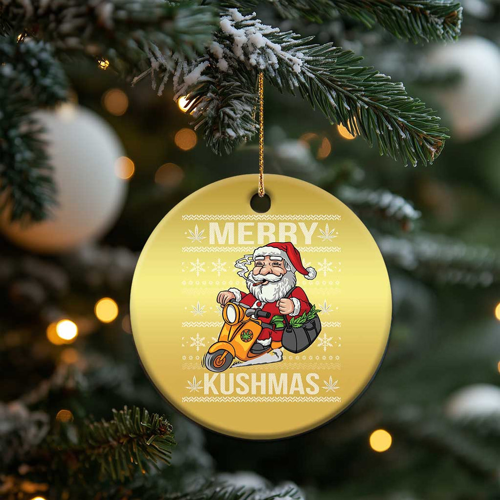 Merry Kushmas Christmas Ornament Ugly Santa Smoking Cannabis Weed 420 Xmas TS09 Print Your Wear