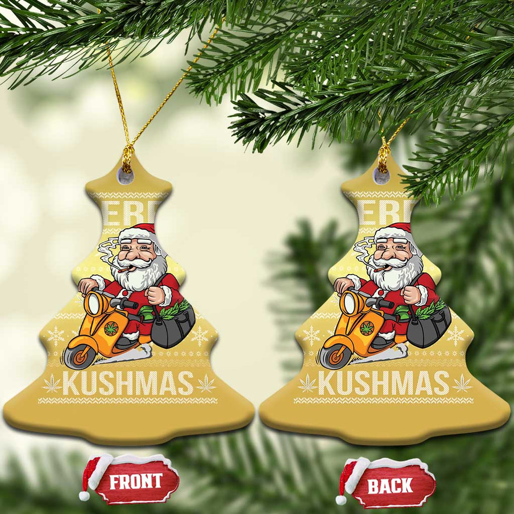 Merry Kushmas Christmas Ornament Ugly Santa Smoking Cannabis Weed 420 Xmas TS09 Christmas Tree Gold Print Your Wear