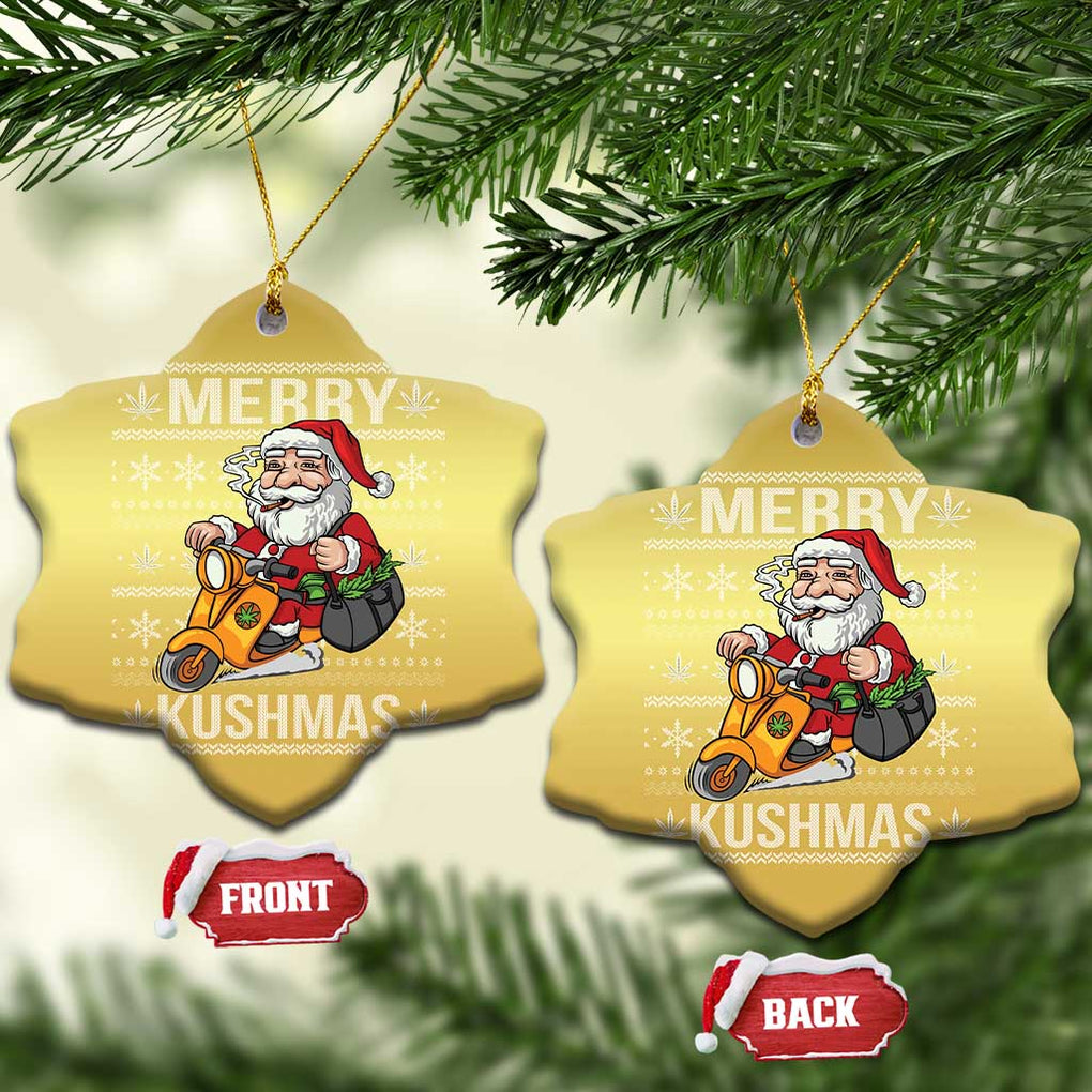 Merry Kushmas Christmas Ornament Ugly Santa Smoking Cannabis Weed 420 Xmas TS09 Snow Flake Gold Print Your Wear
