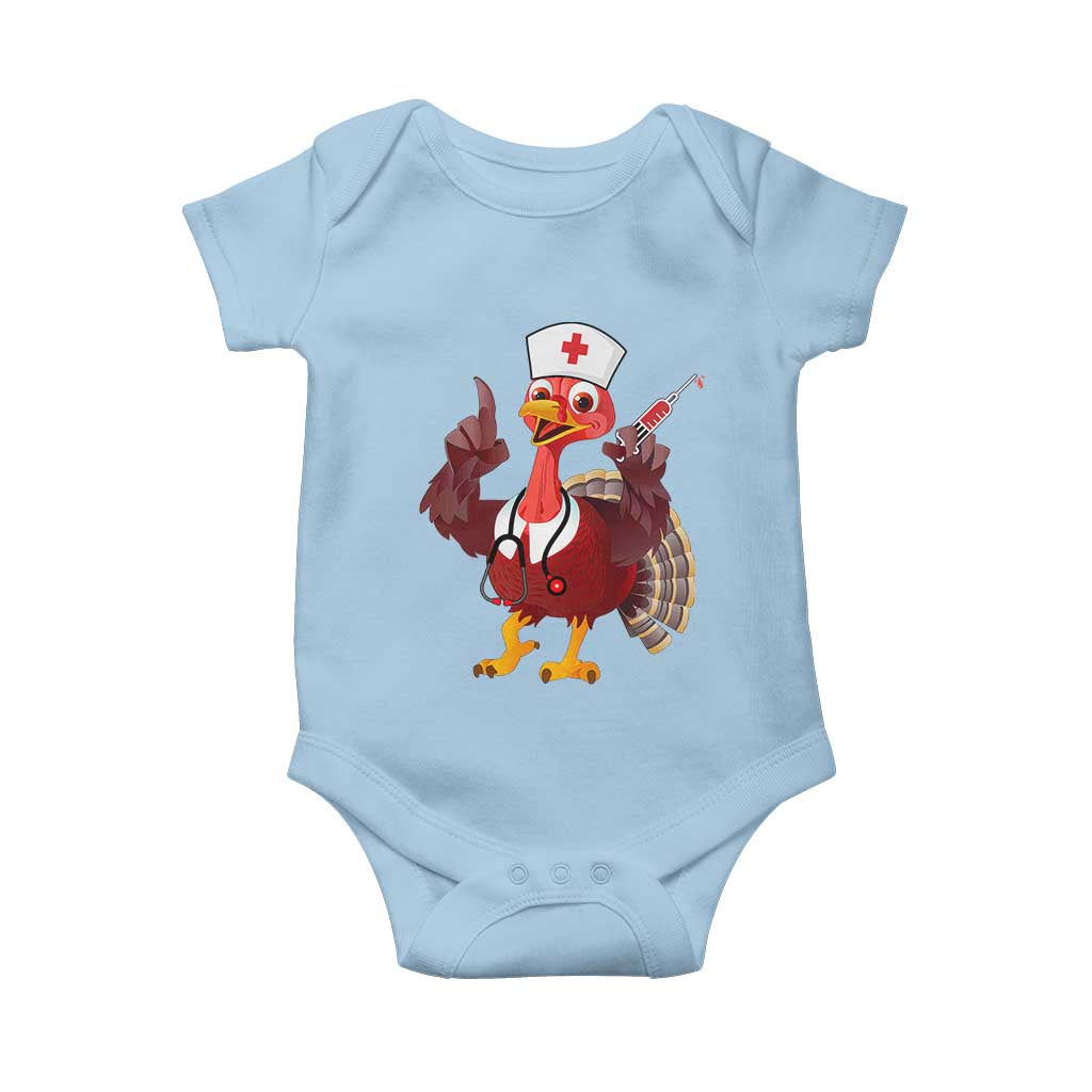 Turkey Nurse Thanksgiving Stethoscope Syringe Baby Onesie TS09 Light Blue Print Your Wear
