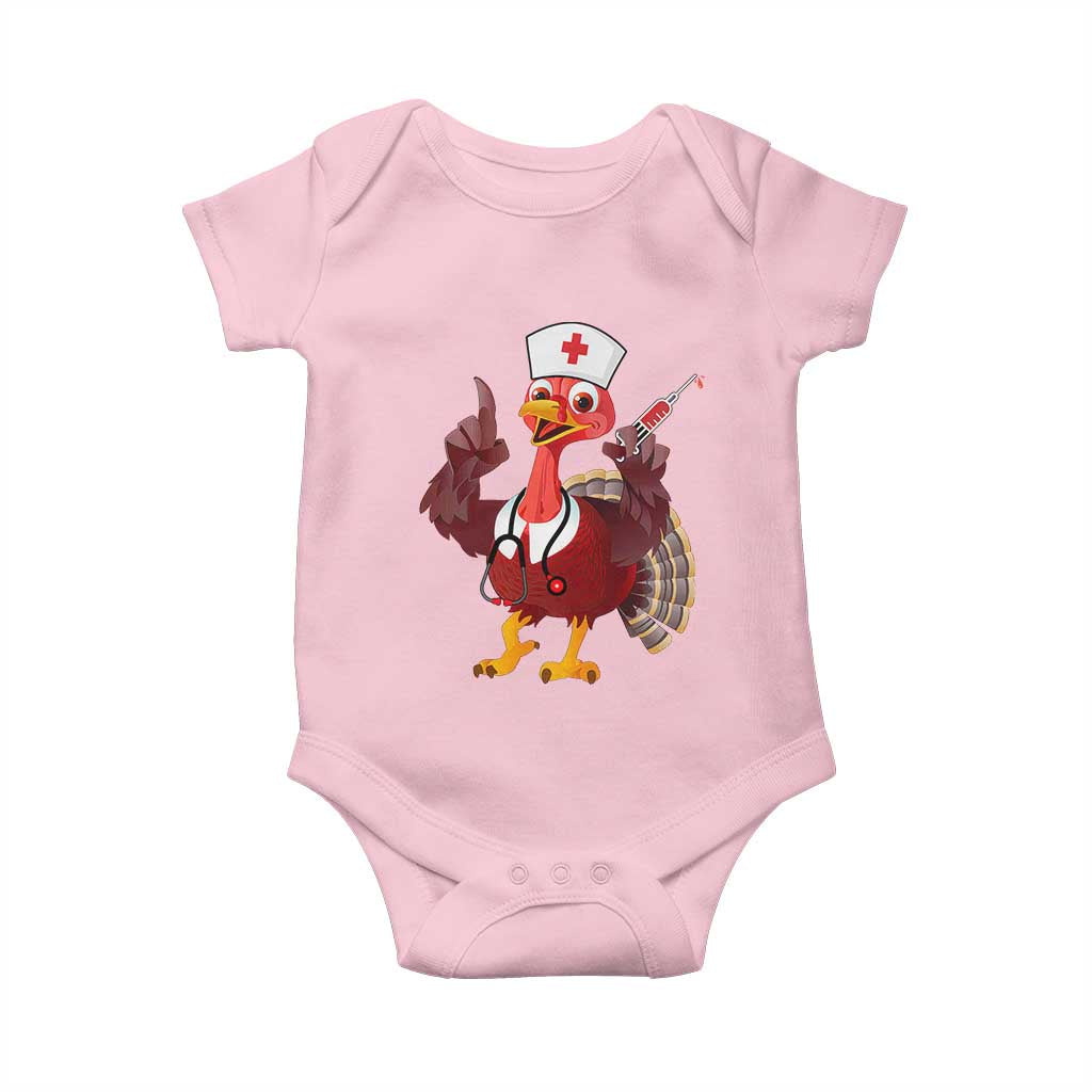 Turkey Nurse Thanksgiving Stethoscope Syringe Baby Onesie TS09 Light Pink Print Your Wear