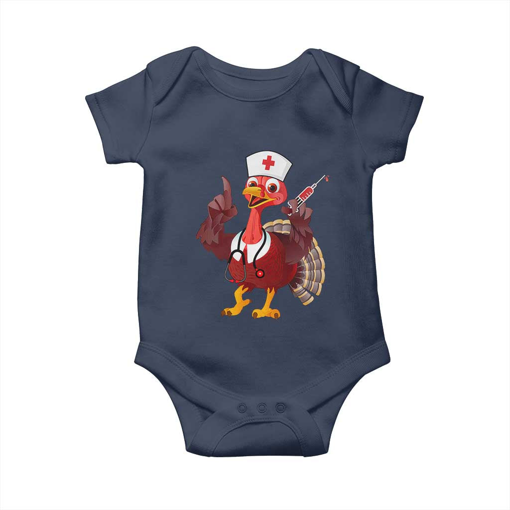 Turkey Nurse Thanksgiving Stethoscope Syringe Baby Onesie TS09 Navy Print Your Wear