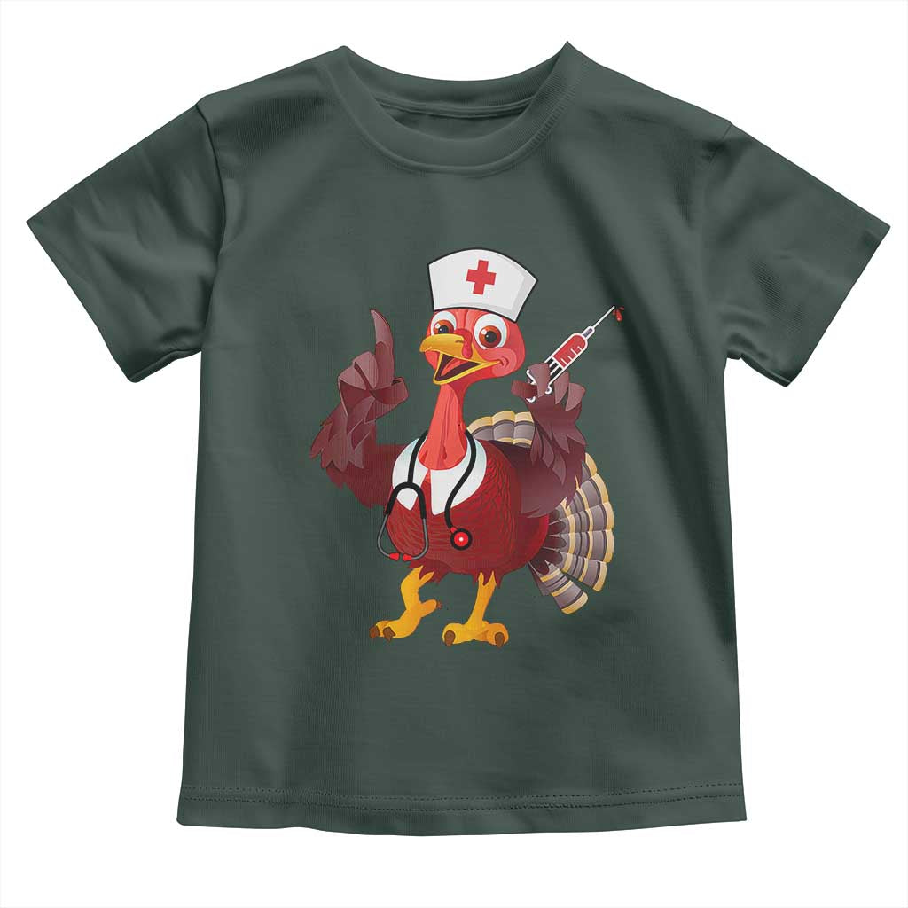 Turkey Nurse Thanksgiving Stethoscope Syringe Baby Shirt TS09 Dark Forest Green Print Your Wear