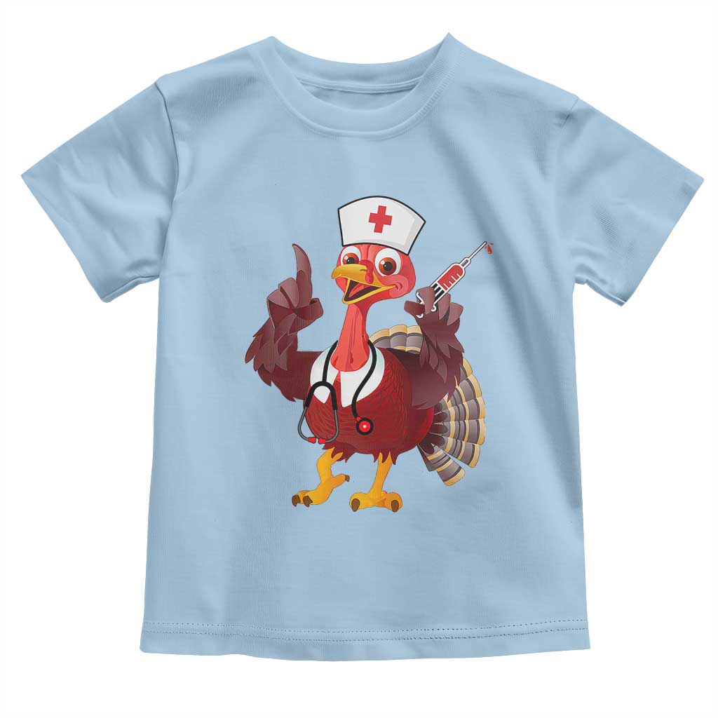 Turkey Nurse Thanksgiving Stethoscope Syringe Baby Shirt TS09 Light Blue Print Your Wear