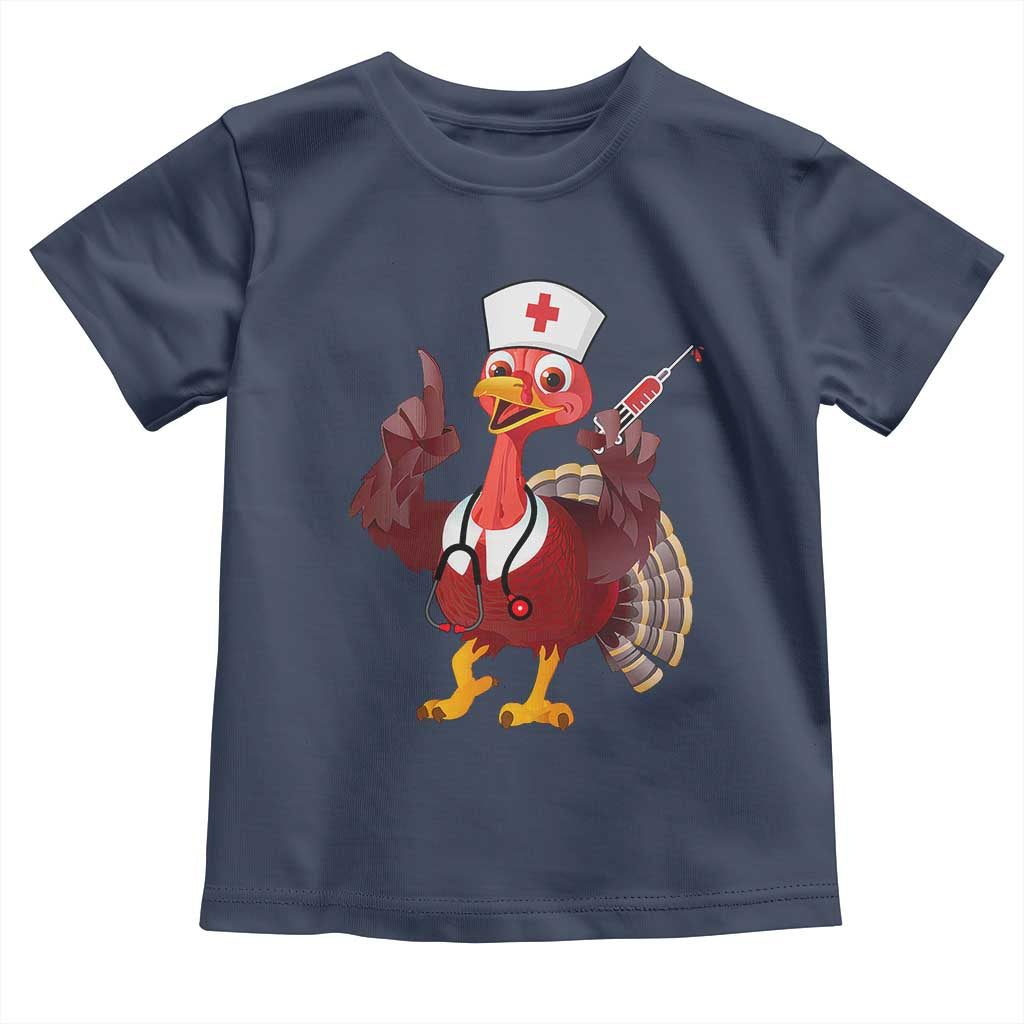 Turkey Nurse Thanksgiving Stethoscope Syringe Baby Shirt TS09 Navy Print Your Wear