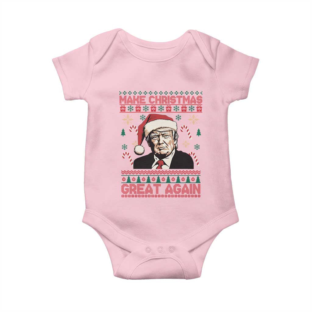 Funny Christmas Trump Baby Onesie Make Christmas Great Again TS09 Light Pink Print Your Wear