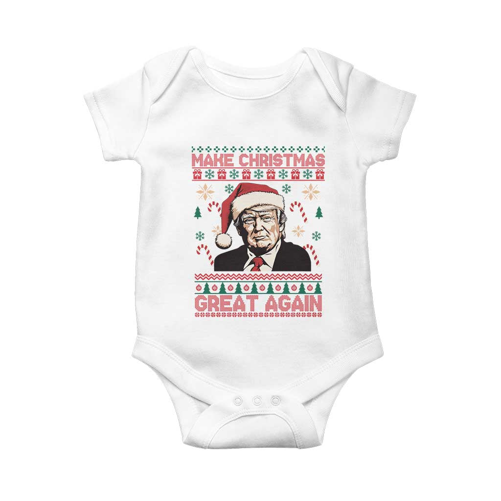 Funny Christmas Trump Baby Onesie Make Christmas Great Again TS09 White Print Your Wear