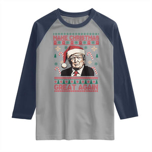 Funny Christmas Trump Raglan Shirt Make Christmas Great Again TS09 Sport Gray Navy Print Your Wear