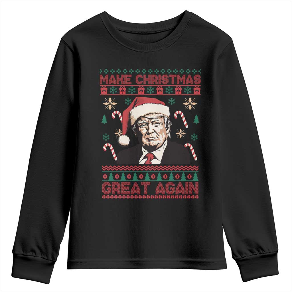 Funny Christmas Trump Youth Sweatshirt Make Christmas Great Again TS09 Black Print Your Wear