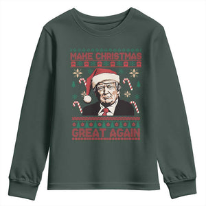 Funny Christmas Trump Youth Sweatshirt Make Christmas Great Again TS09 Dark Forest Green Print Your Wear