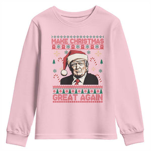 Funny Christmas Trump Youth Sweatshirt Make Christmas Great Again TS09 Light Pink Print Your Wear