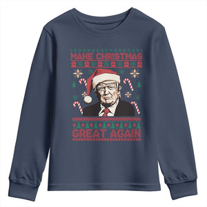 Funny Christmas Trump Youth Sweatshirt Make Christmas Great Again TS09 Navy Print Your Wear