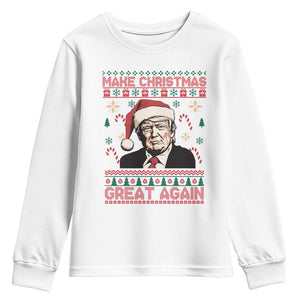 Funny Christmas Trump Youth Sweatshirt Make Christmas Great Again TS09 White Print Your Wear