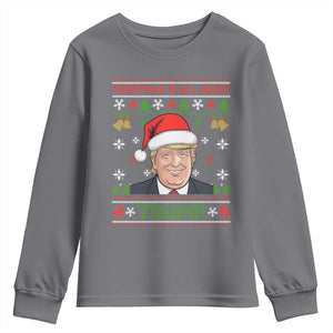 Funny Christmas Is All About Trump Youth Sweatshirt TS09 Charcoal Print Your Wear