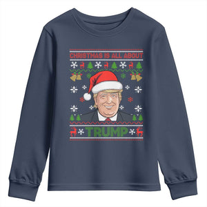 Funny Christmas Is All About Trump Youth Sweatshirt TS09 Navy Print Your Wear