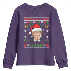 Funny Christmas Is All About Trump Youth Sweatshirt TS09 Purple Print Your Wear