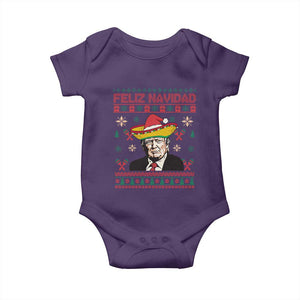 Funny Mexico Christmas Trump Baby Onesie Feliz Navidad Mexican Sombrero Santa TS09 Purple Print Your Wear