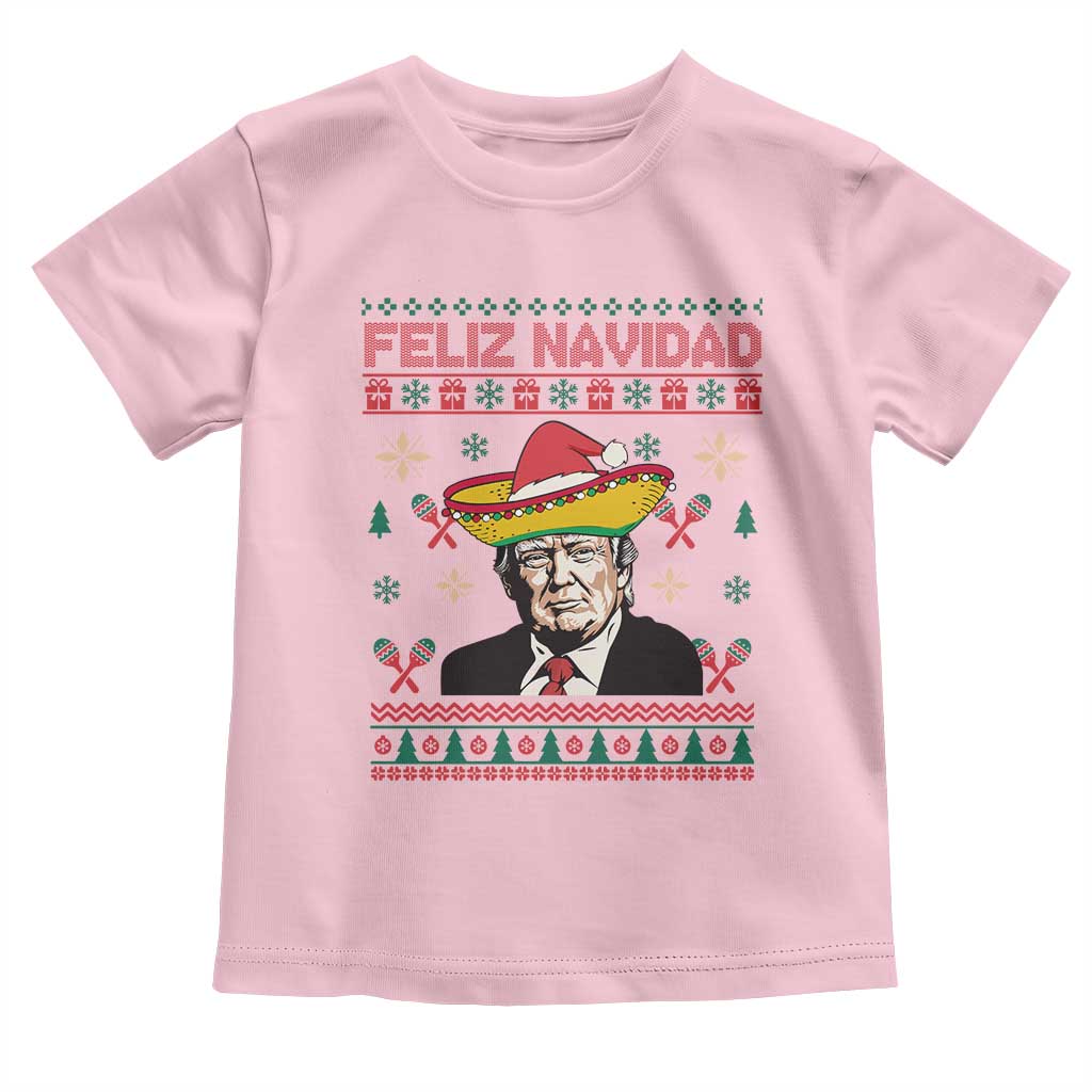 Funny Mexico Christmas Trump Baby Shirt Feliz Navidad Mexican Sombrero Santa TS09 Light Pink Print Your Wear