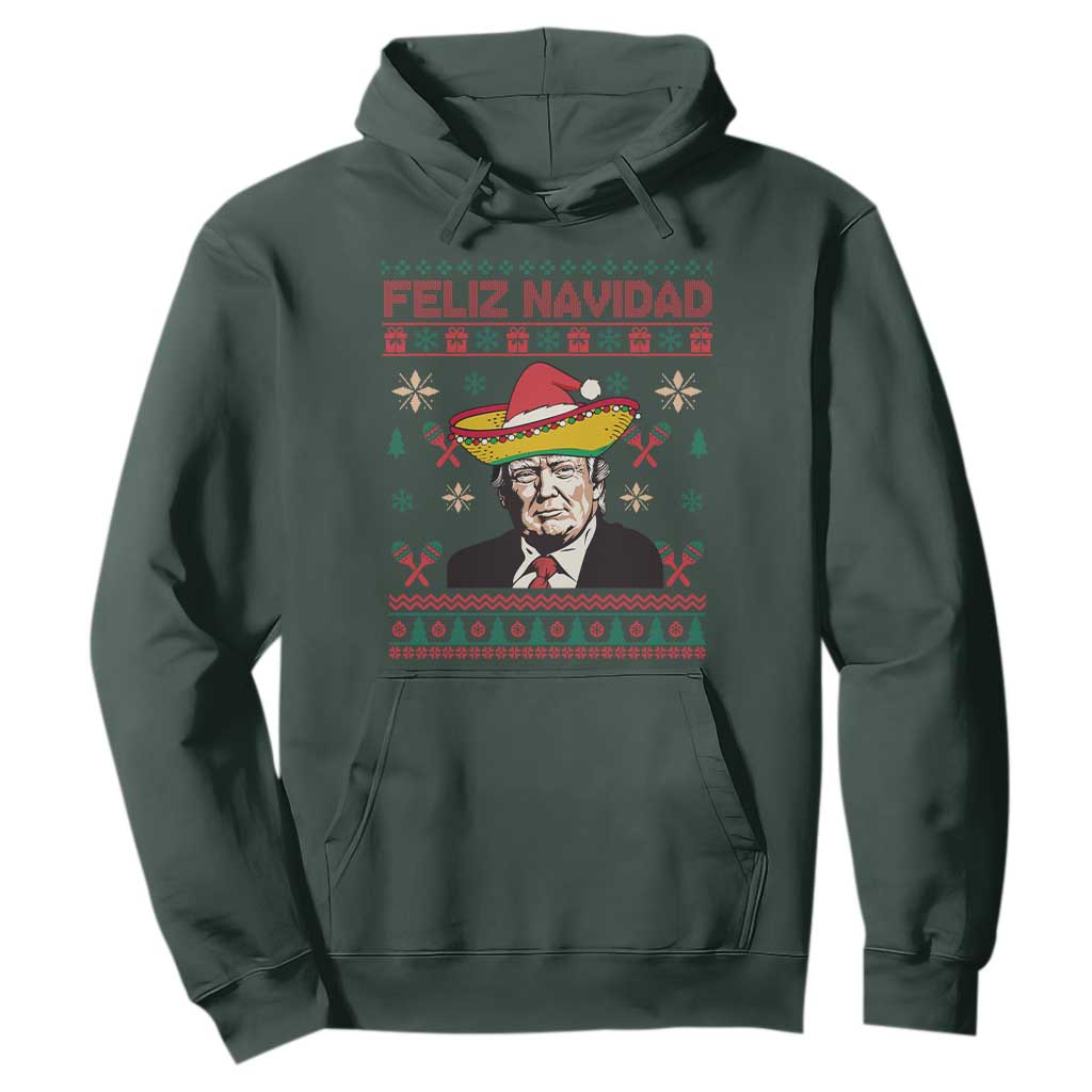 Funny Mexico Christmas Trump Hoodie Feliz Navidad Mexican Sombrero Santa TS09 Dark Forest Green Print Your Wear