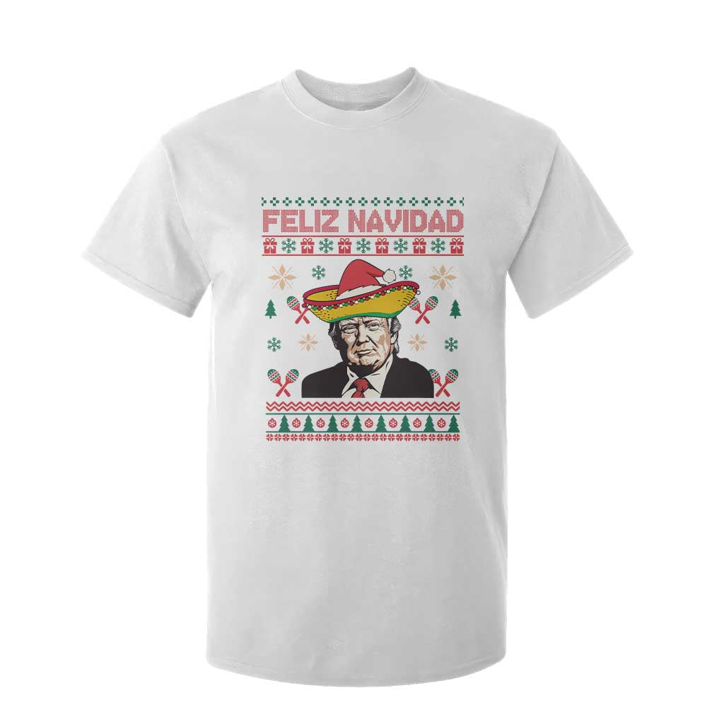 Funny Mexico Christmas Trump T Shirt For Kid Feliz Navidad Mexican Sombrero Santa TS09 White Print Your Wear