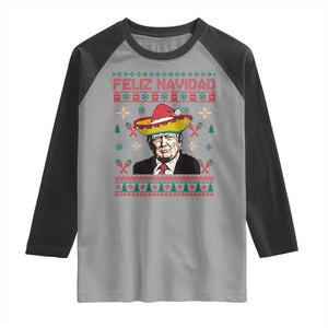 Funny Mexico Christmas Trump Raglan Shirt Feliz Navidad Mexican Sombrero Santa TS09 Sport Gray Black Print Your Wear