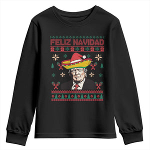 Funny Mexico Christmas Trump Youth Sweatshirt Feliz Navidad Mexican Sombrero Santa TS09 Black Print Your Wear