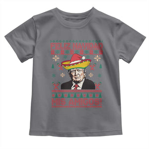 Funny Mexico Christmas Trump Baby Shirt Feliz Navidad Mis Amigosi Mexican Sombrero Santa TS09 Charcoal Print Your Wear