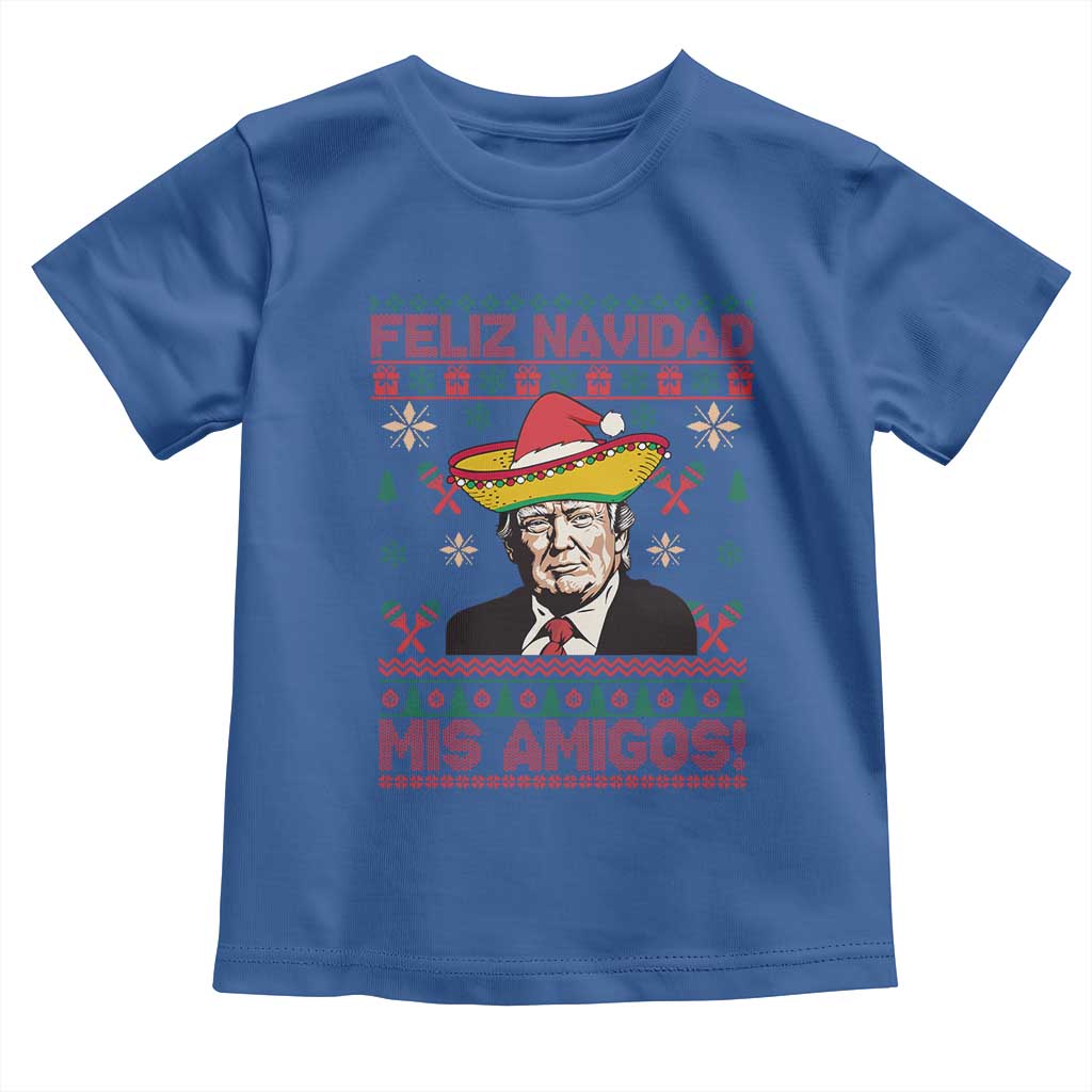 Funny Mexico Christmas Trump Baby Shirt Feliz Navidad Mis Amigosi Mexican Sombrero Santa TS09 Royal Blue Print Your Wear