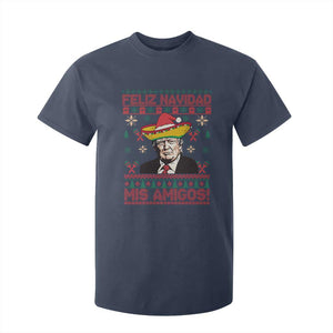 Funny Mexico Christmas Trump T Shirt For Kid Feliz Navidad Mis Amigosi Mexican Sombrero Santa TS09 Navy Print Your Wear