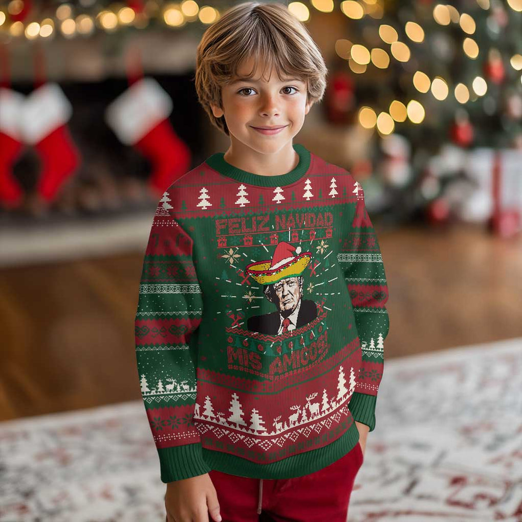 Funny Mexico Xmas Trump Ugly Christmas Sweater Feliz Navidad Mis Amigos Mexican Sombrero Santa TS09 Christmas Print Your Wear