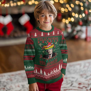 Funny Mexico Xmas Trump Ugly Christmas Sweater Feliz Navidad Mis Amigos Mexican Sombrero Santa TS09 Christmas Print Your Wear