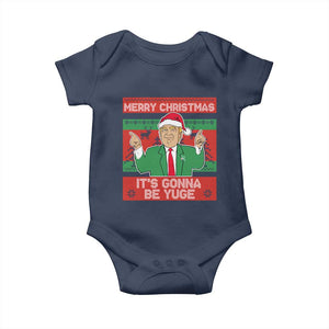 Funny Xmas Trump Baby Onesie Merry Christmas It's Gonna Be Yuge TS09 Navy Print Your Wear