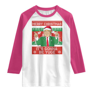 Funny Xmas Trump Raglan Shirt Merry Christmas It's Gonna Be Yuge TS09 White Heliconia Print Your Wear