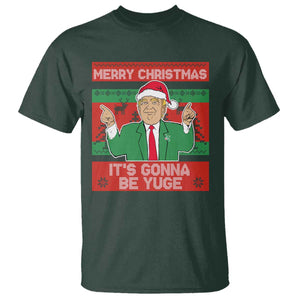 Funny Xmas Trump T Shirt Merry Christmas It's Gonna Be Yuge TS09 Dark Forest Green Print Your Wear