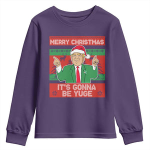 Funny Xmas Trump Youth Sweatshirt Merry Christmas It's Gonna Be Yuge TS09 Purple Print Your Wear