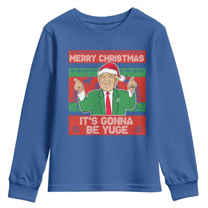 Funny Xmas Trump Youth Sweatshirt Merry Christmas It's Gonna Be Yuge TS09 Royal Blue Print Your Wear